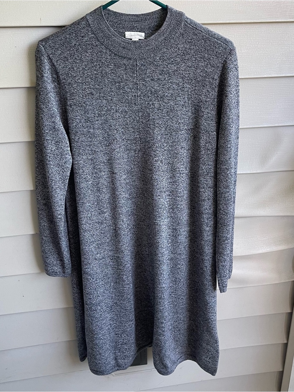 Garnet Hill Gray Knit Sweater Dress Size M Merino Wool Long Sleeve Modest